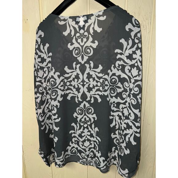 Lane Bryant Top Blouse Womens 4X Embellised Gold Beaded Crinkle Chiffon Dolman - Picture 6 of 8